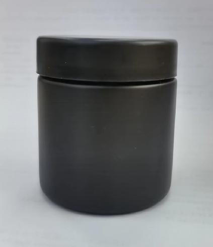 3oz clear glass jar (jar bottom with ND logo) paint opaque matte black color (leave neck clear) + smooth matte black plastic CR lid + induction seal D56*H60mm(without lid)/ H63mm(with lid)