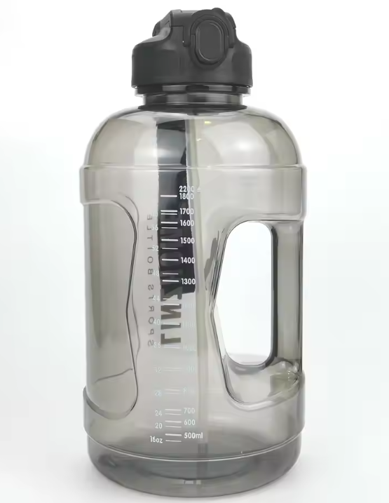 Wholesale 2200ml Fitness Sports Water Bottle Large Straw Drinware Plastic Bottle Wide Mouth Motivation Gym Bottle